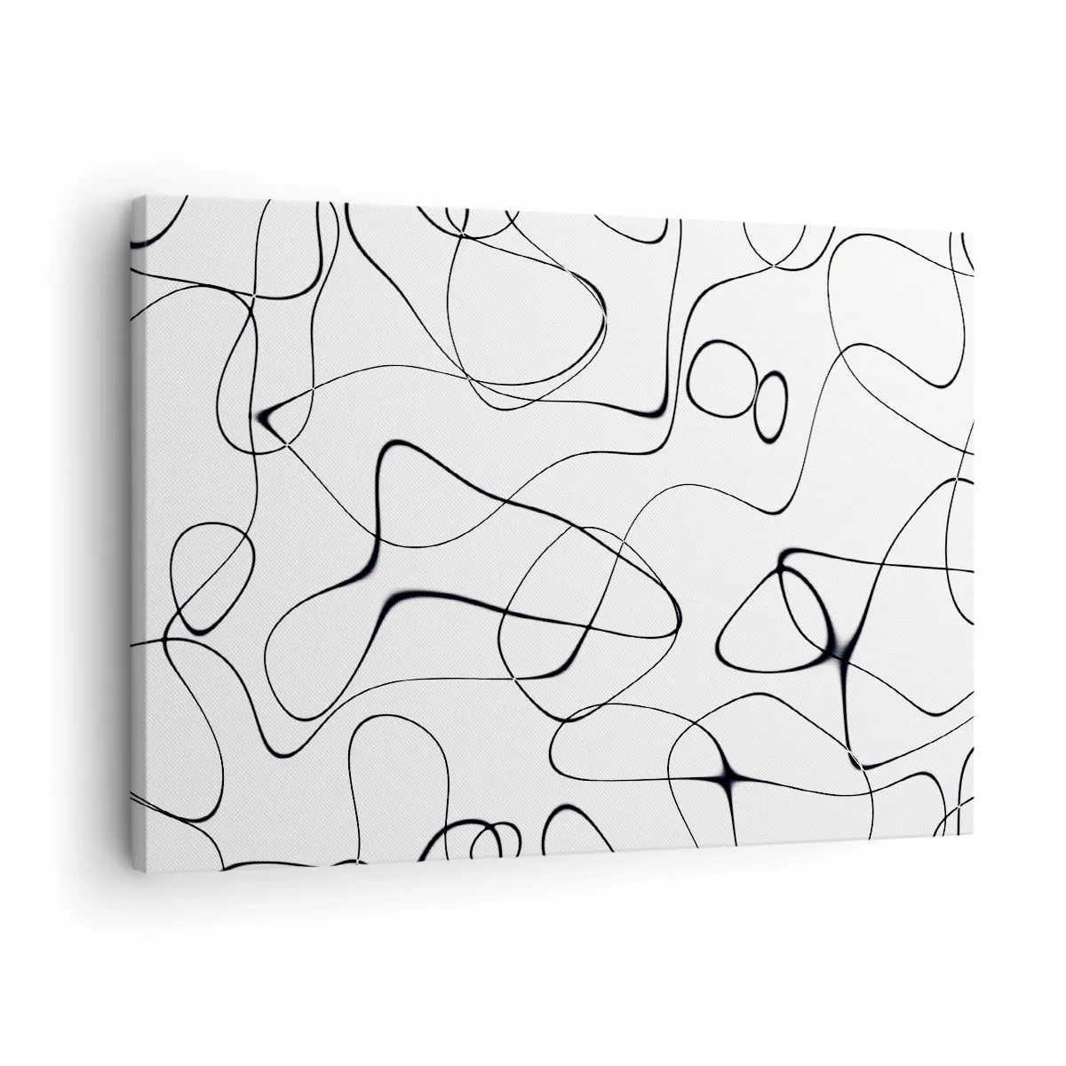 Schilderen op canvas - Abstracte zwarte lijnen op een witte achtergrond in een minimalistische stijl - 70x50cm - Levenspaden, wisselvalligheden - Moderne wanddecoratie voor woonkamer en slaapkamer ARTTOR