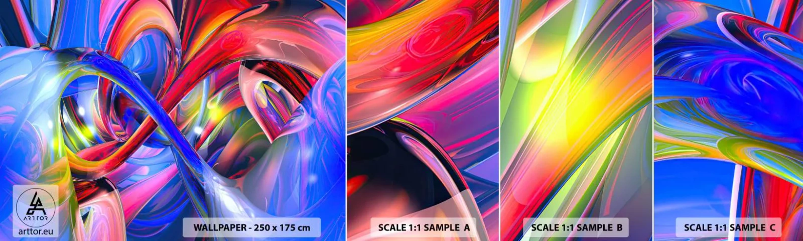 Fotobehang Staaltje Standard Eco - Een dans van kleuren - Abstractie, 3D, Grafisch - 100x30 cm