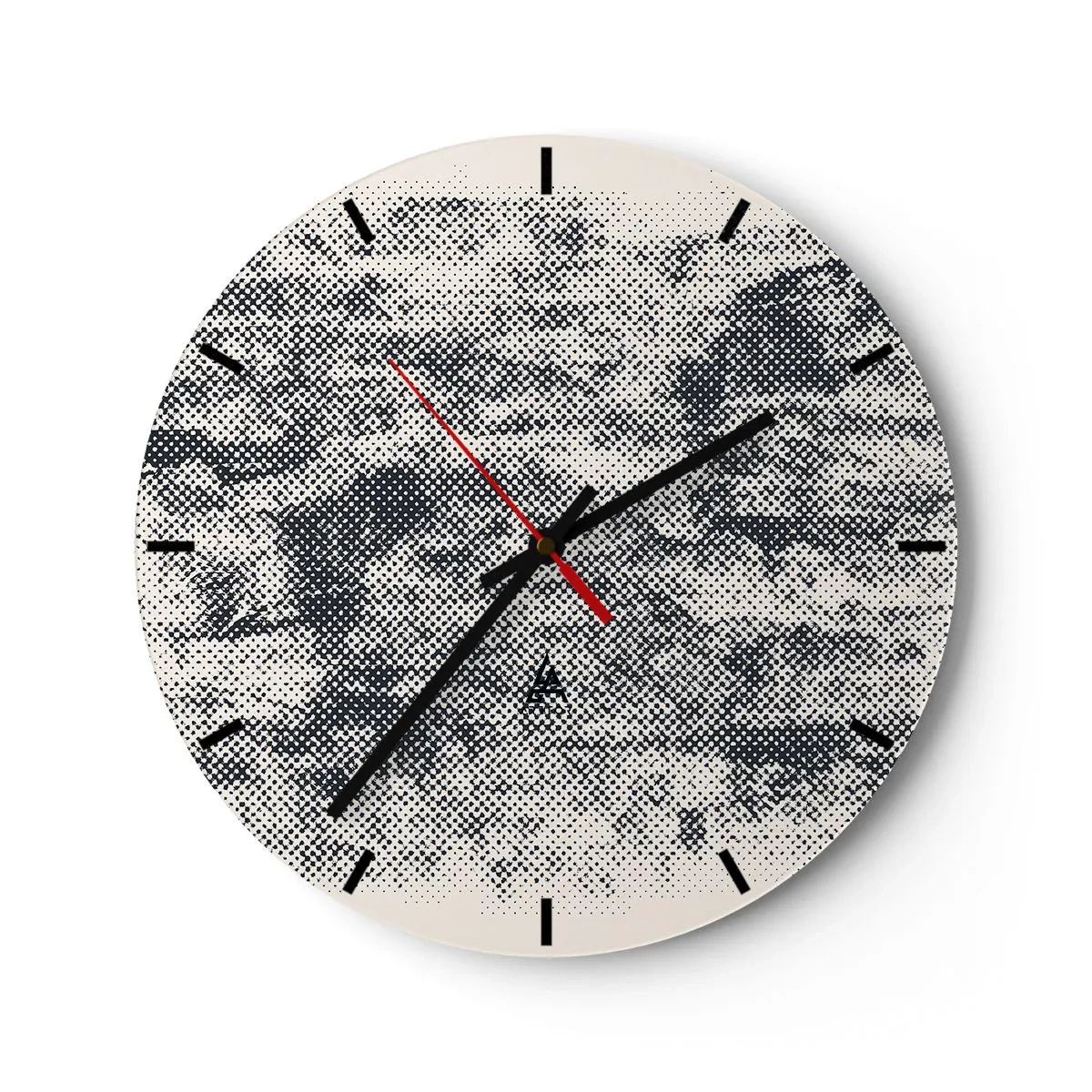 Wandklok - Klok - Zwart-wit textuur met een raster mesh-effect - 30x30cm - Mistige compositie - Moderne wanddecoratie voor woonkamer, keuken en slaapkamer ARTTOR