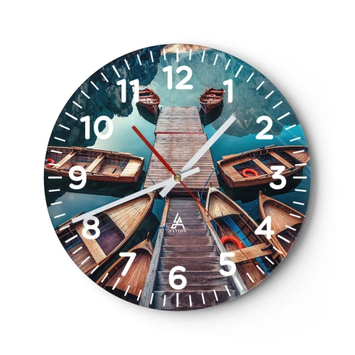 Wandklok - Klok - Ik wacht bij de jachthaven - 30x30 cm