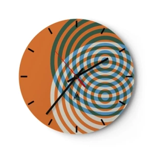 Wandklok - Klok - Geometrisch patroon met concentrische cirkels in warme kleuren - 30x30cm - Abstracte circulaire variatie - Moderne wanddecoratie voor woonkamer, keuken en slaapkamer ARTTOR