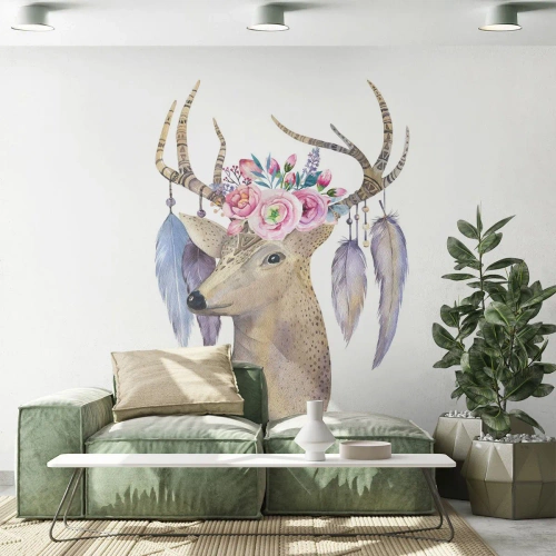Fotobehang Premium Canvas - Zielgids - zachtaardig, onschuldig - Abstractie, Dieren, Hert - 250x175 cm
