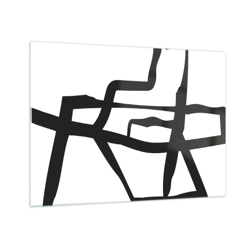 Schilderen op glas - Een abstracte zwart-witte structuur die lijkt op een stedelijke indeling. - 70x50cm - Zwart-wit ontwerp - Moderne wanddecoratie voor woonkamer en slaapkamer ARTTOR