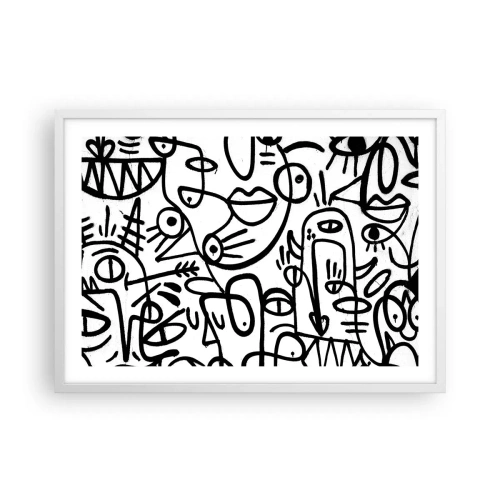 Poster in een witte lijst - Gezichten en luchtspiegelingen - 70x50 cm