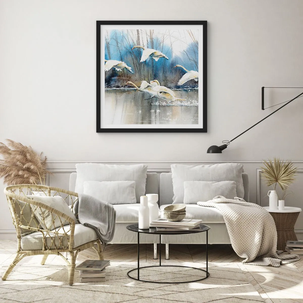 Poster in een zwarte lijst - Zoals in het sprookje over wilde zwanen - 30x30 cm