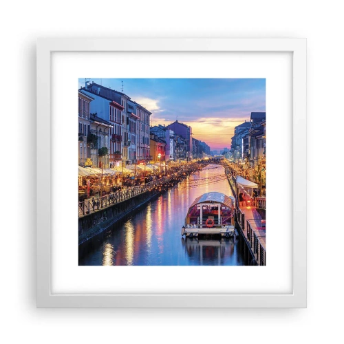 Poster in een witte lijst - Een avond vol licht en plezier - 30x30 cm