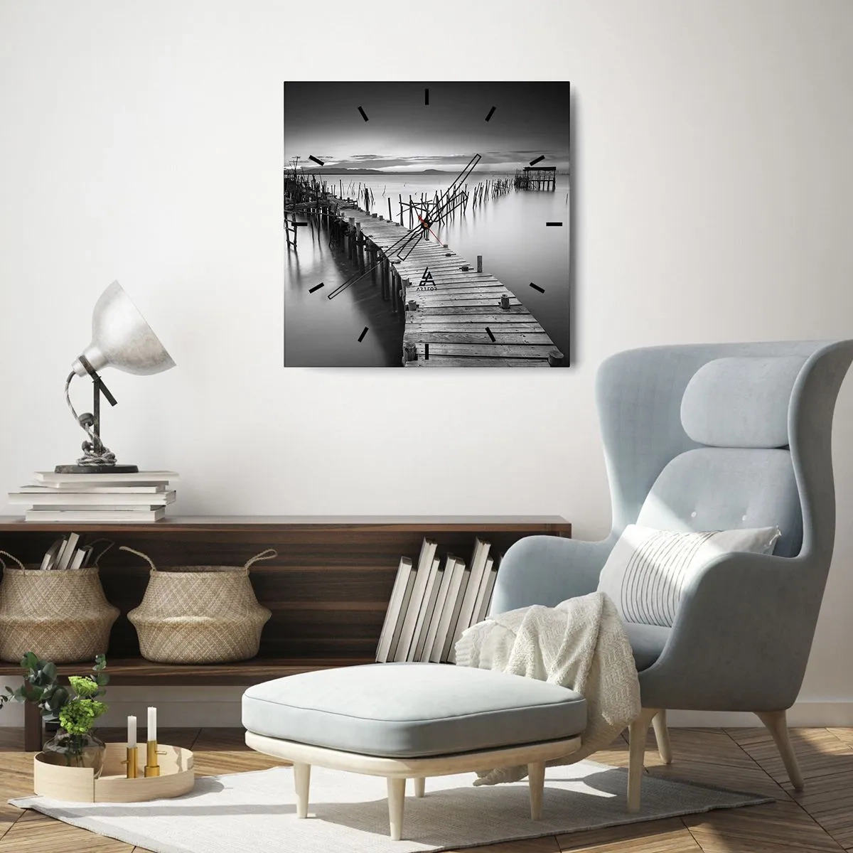 Wandklok - Klok - De rust van een vergeten kust - 40x40 cm