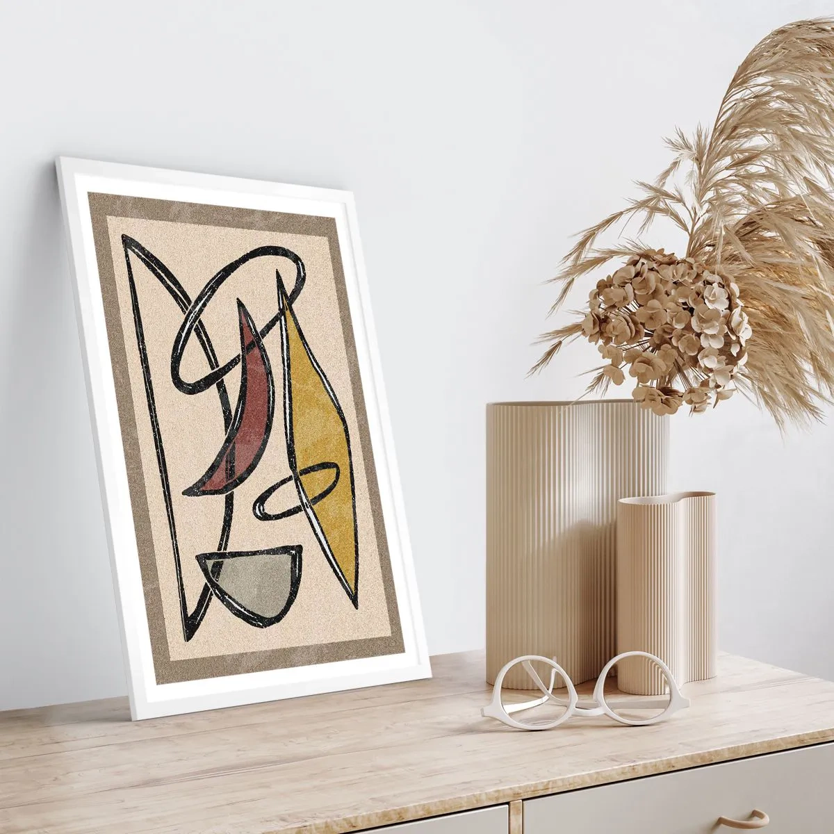 Poster in een witte lijst - Verticale en horizontale lijnen - 30x40 cm