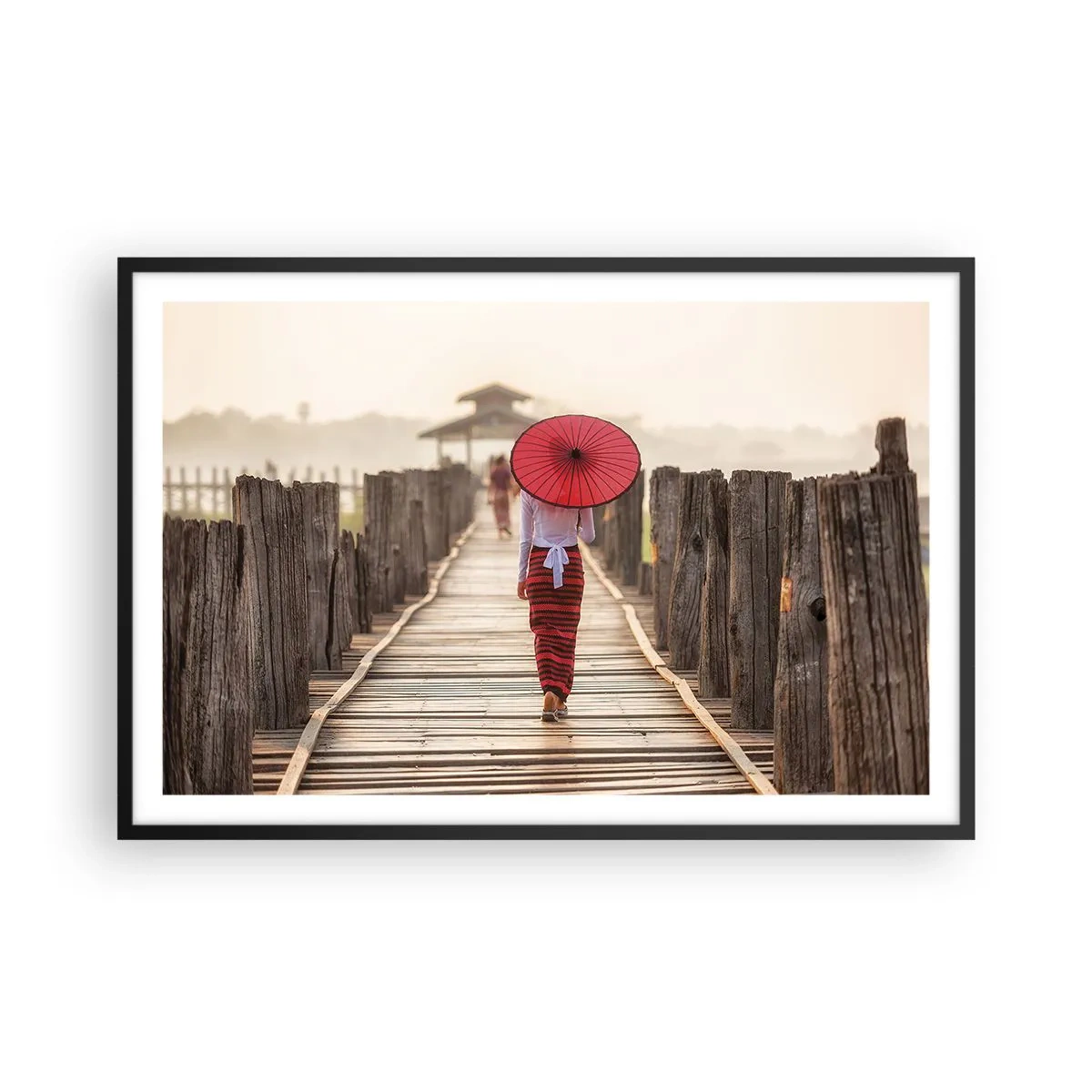 Poster in een zwarte lijst - Op de oude brug - 91x61 cm