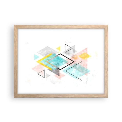 Een poster in een licht eiken lijst - Geometrisch spel - 40x30 cm