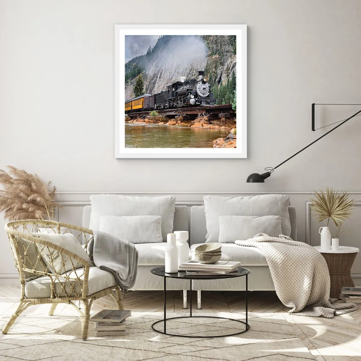 Poster in een witte lijst - Waar wil je naar toe? Waar naar toe? - 60x60 cm