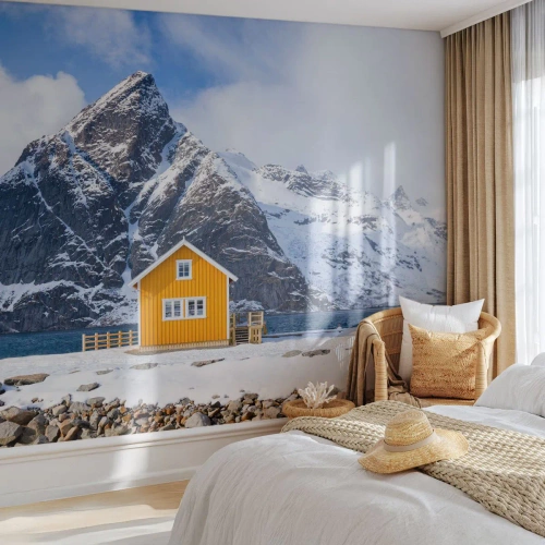 Fotobehang Premium Sand - Scandinavische vakanties - Winter, Alpen, Bergen - 350x256 cm
