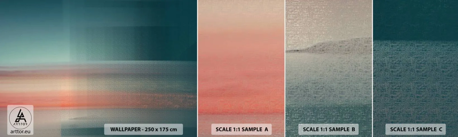 Fotobehang Monster Zelfklevend Deluxe Sticker - Abstractie: golven van licht - Water, Lucht, Minimalisme - 100x30 cm