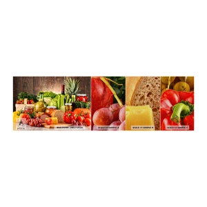 Fotobehang Monster Premium Sand - Gerookt, gebakken en gemarineerd - Gastronomie, Groenten, Fruit - 100x30 cm