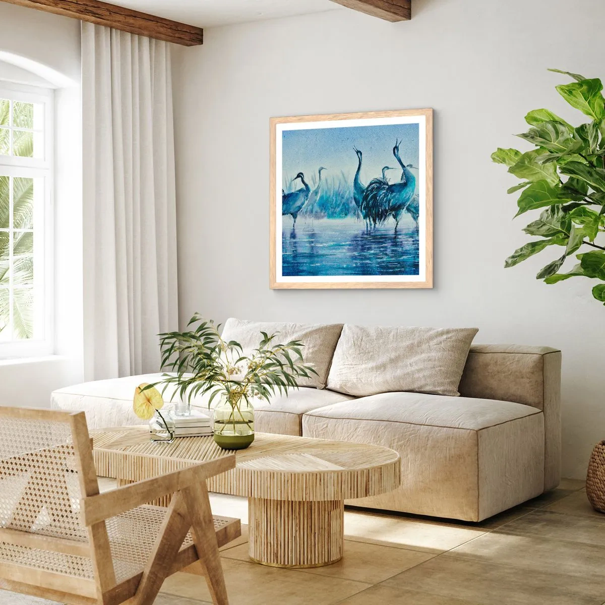 Een poster in een licht eiken lijst - Ochtendvergadering - 50x50 cm