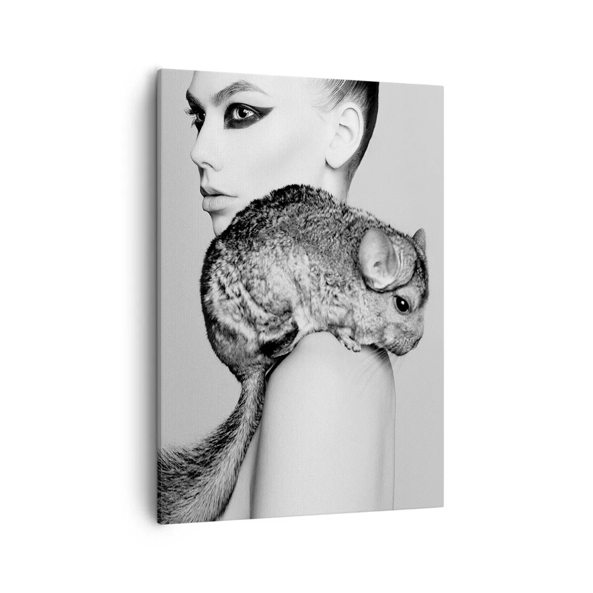 Schilderen op canvas - Dame met een chinchilla - 50x70 cm