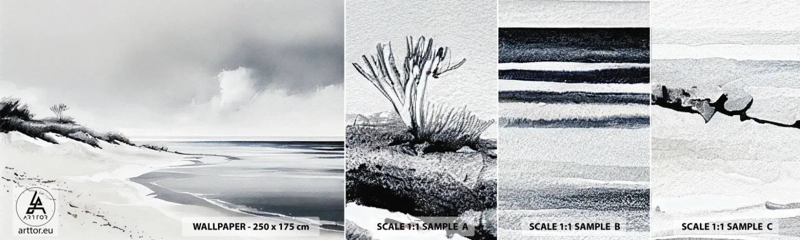 Fotobehang Monster Zelfklevend Deluxe Sticker - Voor altijd samen - Duinen, Strand, Oceaan - 100x30 cm