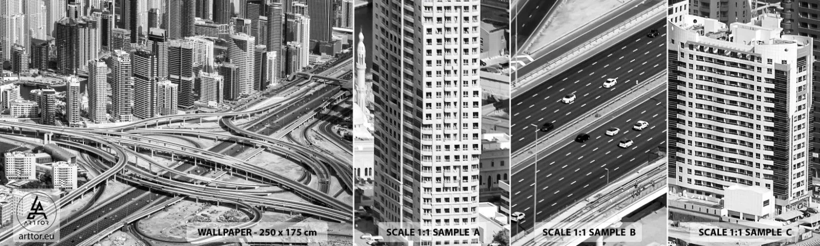 Fotobehang Staaltje Standard Eco - Dubai - de onmogelijke stad - Stad, Architectuur, Metropolis - 100x30 cm