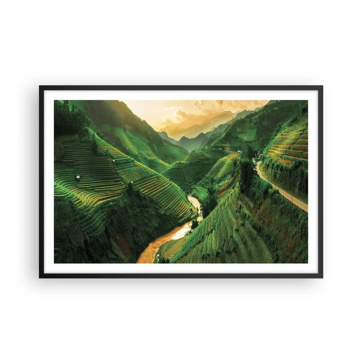 Poster in een zwarte lijst - Vietnamese vallei - 91x61 cm