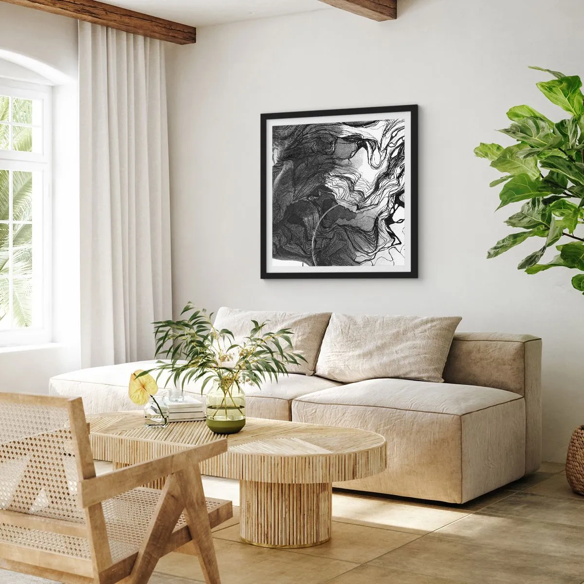 Poster in een zwarte lijst - Verstrikt in dromen - 30x30 cm