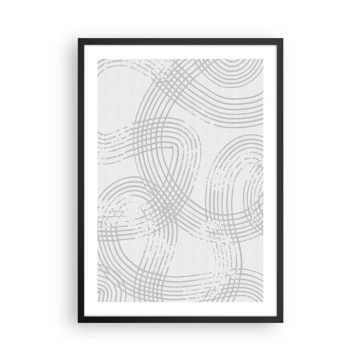 Poster in een zwarte lijst - Een minimalistische compositie van abstracte lijnen op een lichte achtergrond. - 50x70cm - Er is geen rechte weg - Moderne wanddecoratie voor woonkamer en slaapkamer ARTTOR