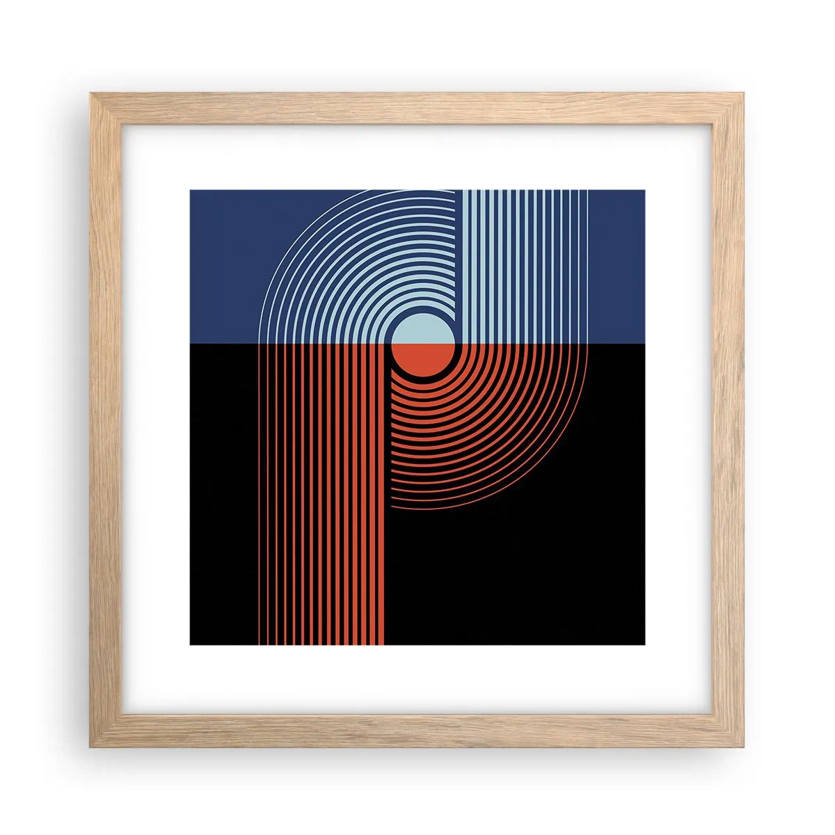 Een poster in een licht eiken lijst - In een geometrische omhelzing - 30x30 cm