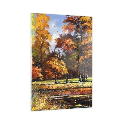 Schilderen op glas - Landschap in goud en brons - 50x70 cm