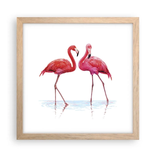 Een poster in een licht eiken lijst - Roze randez-vous - 30x30 cm