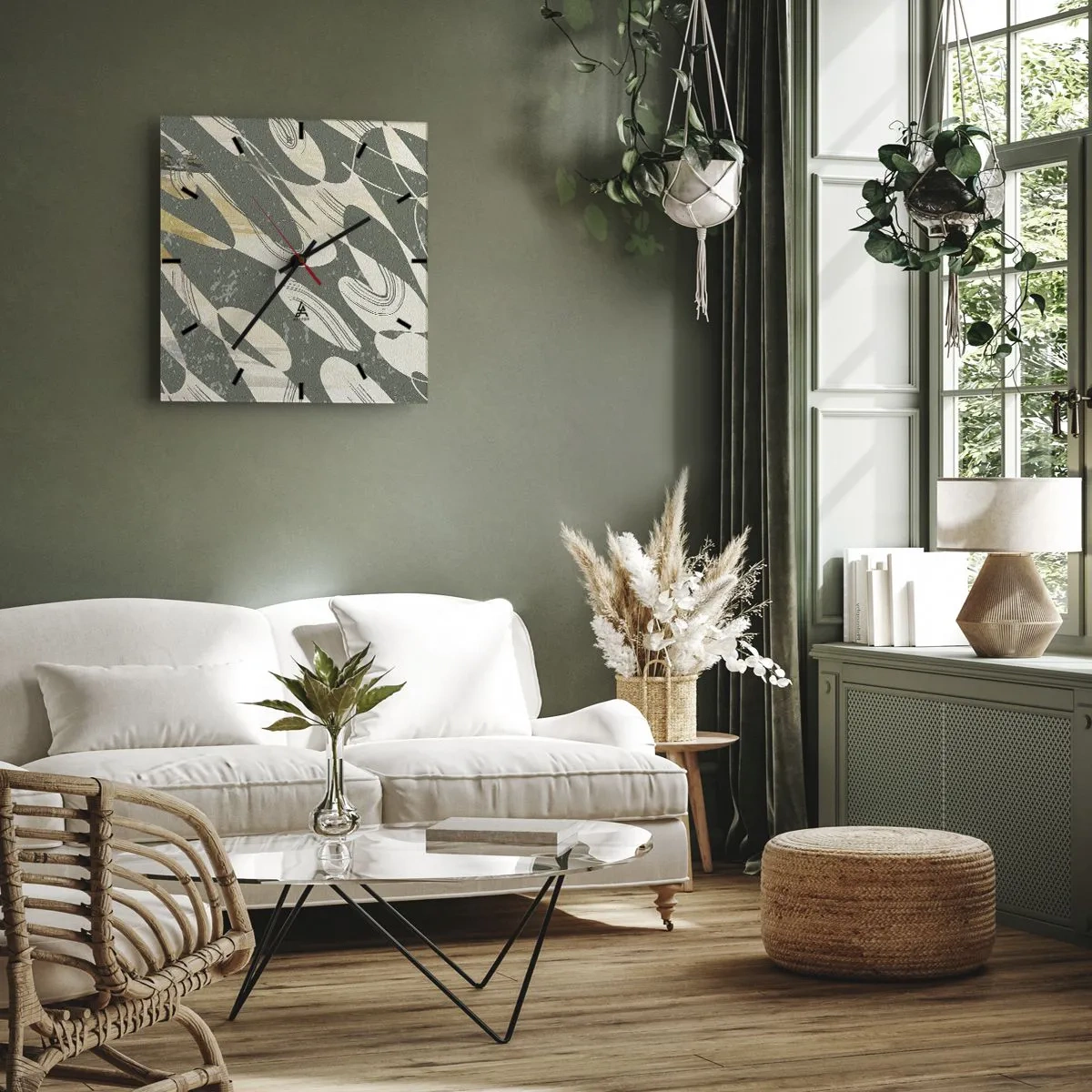 Wandklok - Klok - Ritmische abstractie - 30x30 cm