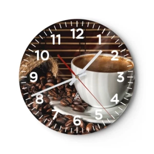 Wandklok - Klok - De zwartheid van steenkool, de helderheid van barnsteen - 40x40 cm