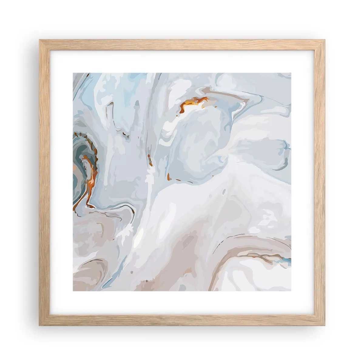 Een poster in een licht eiken lijst - Het wit is verheven - 40x40 cm