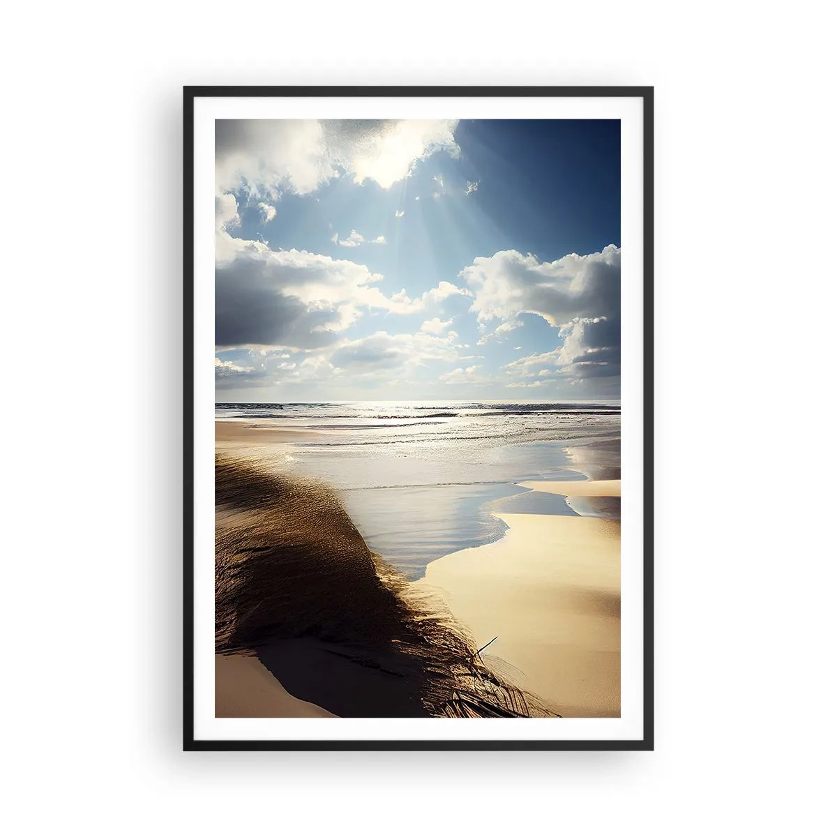 Poster in een zwarte lijst - Strand, wild strand - 70x100 cm
