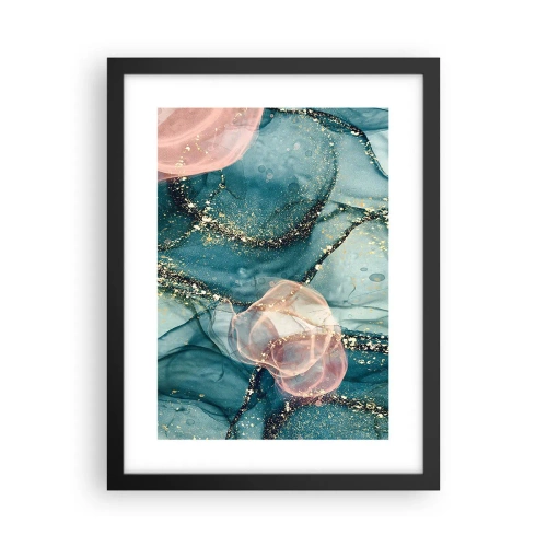 Poster in een zwarte lijst - Zijdeblauw, tule roze - 30x40 cm