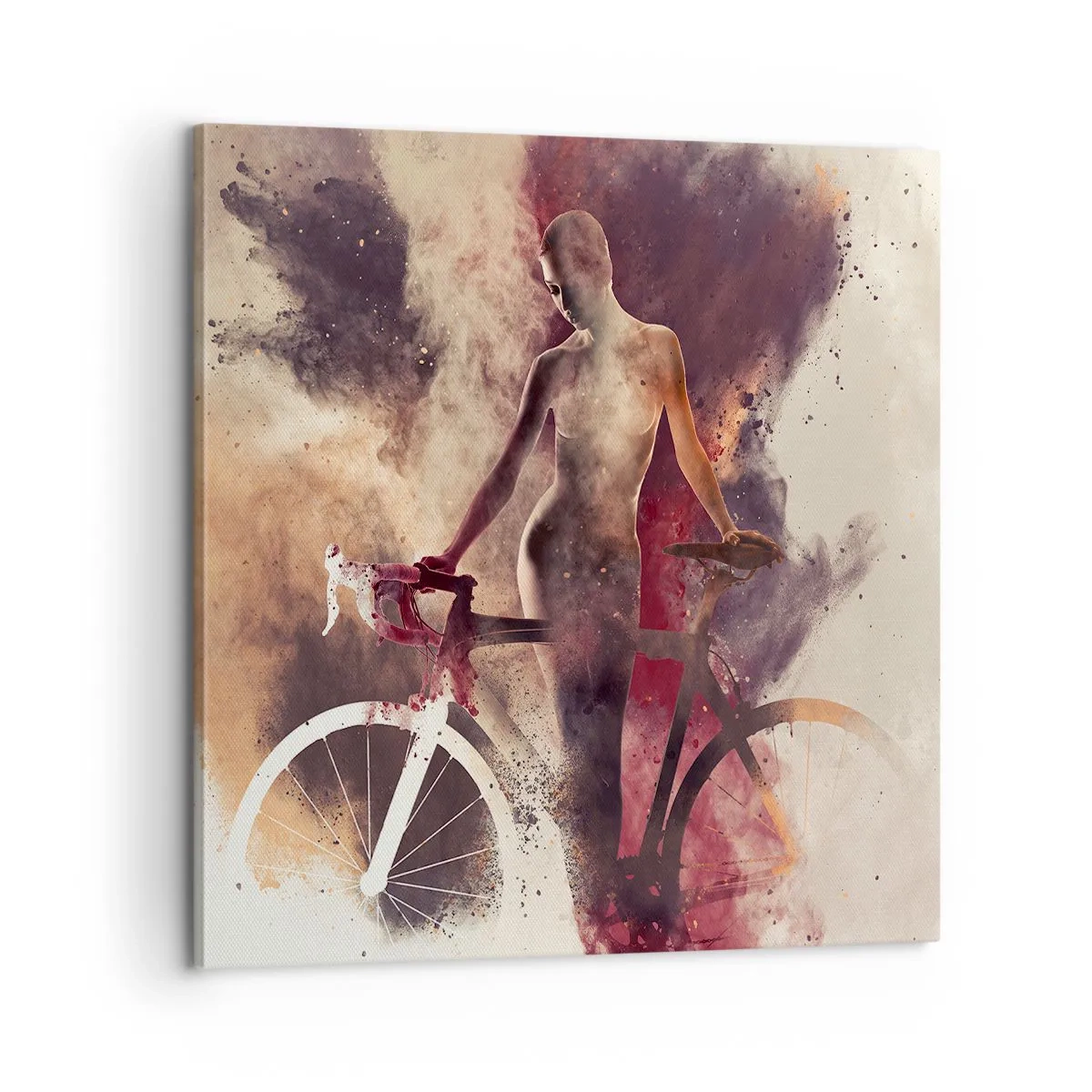 Schilderen op canvas - Een fietsziel in marmeren vormen - 60x60 cm
