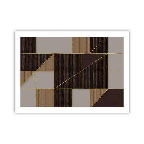 Poster - Een mozaïek van bruin en goud - 70x50 cm