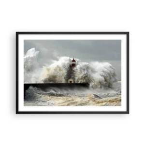 Poster in een zwarte lijst - De woede van de oceaan - 70x50 cm
