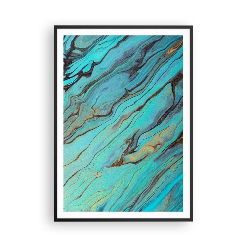 Poster in een zwarte lijst - Turquoise vloed - 70x100 cm