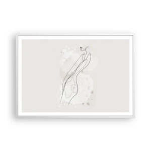 Poster in een witte lijst - De blik dwaalt af - 100x70 cm