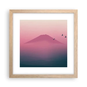 Een poster in een licht eiken lijst - Wandelaars boven de wolken - 30x30 cm