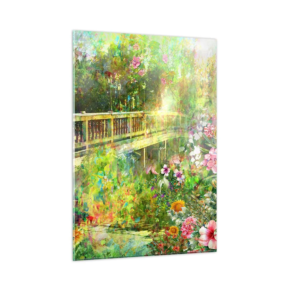 Schilderen op glas - Een brug van lentezuchten - 50x70 cm