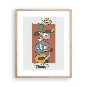 Een poster in een licht eiken lijst - Abstractie: kleurrijke dans - 40x50 cm