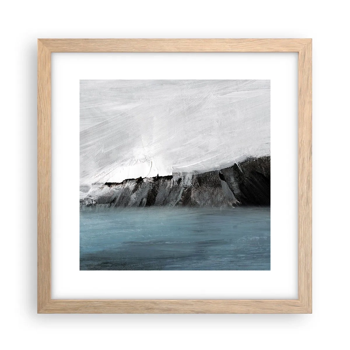 Een poster in een licht eiken lijst - Water – aarde: botsing der elementen - 30x30 cm