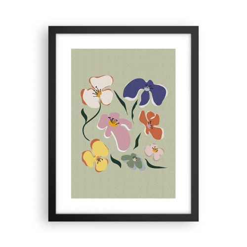 Poster in een zwarte lijst - Viooltjes welkom - 30x40 cm