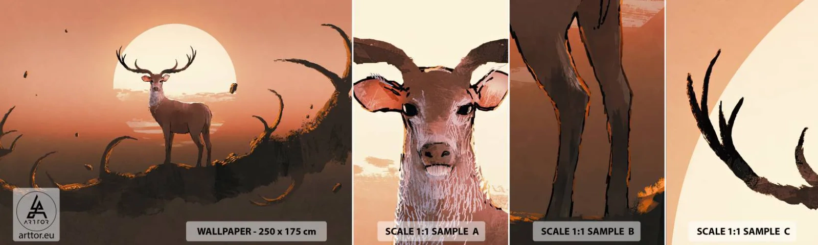 Fotobehang Monster Zelfklevend Deluxe Sticker - Deze nacht is anders dan alle andere - Abstractie, Hert, Deel - 100x30 cm