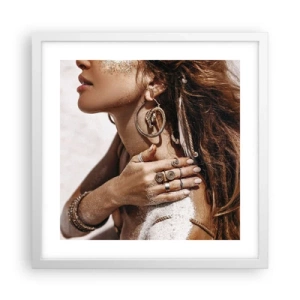 Poster in een witte lijst - Koningin van het wilde strand - 40x40 cm