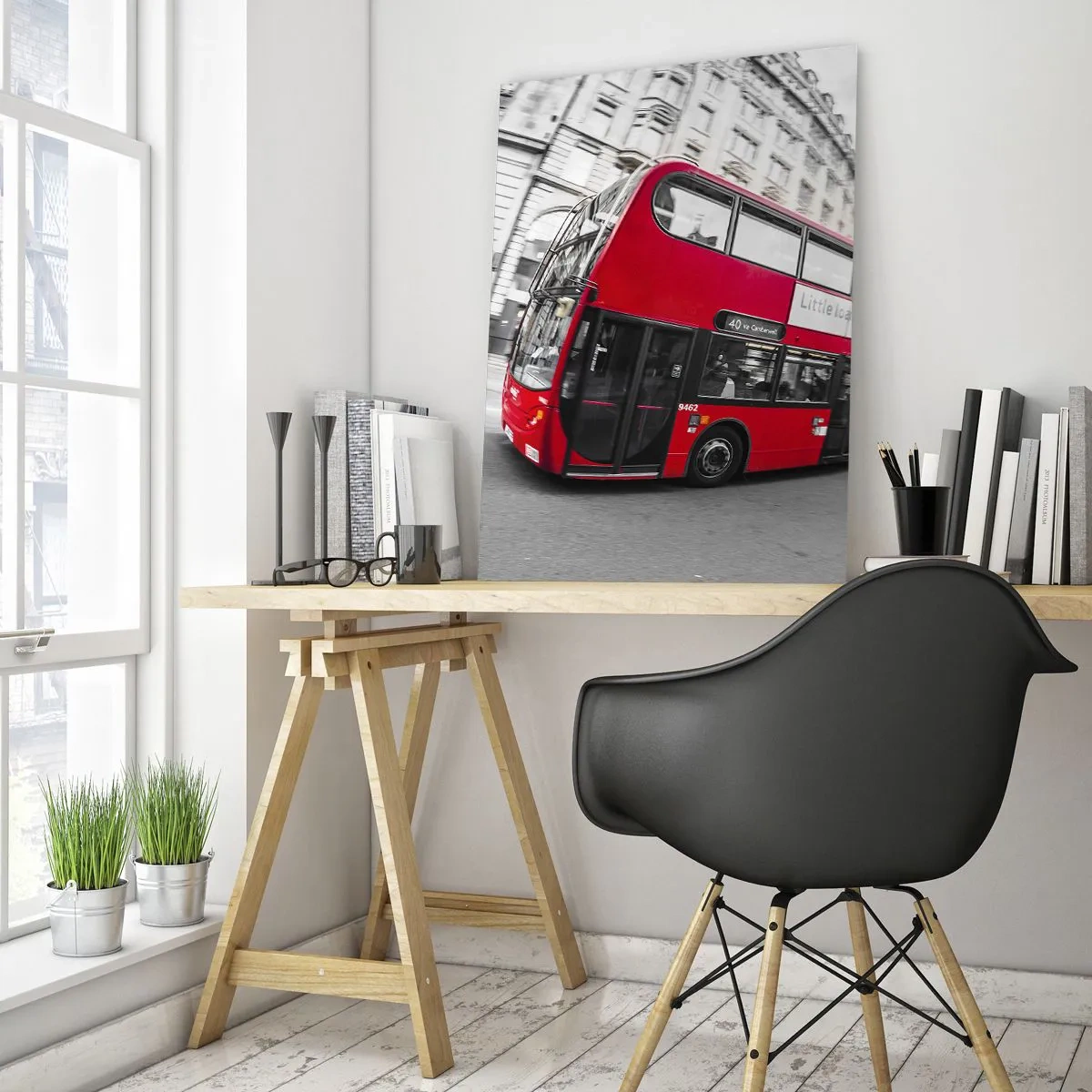 Schilderen op glas - Londen traditioneel - by bus - 70x100 cm