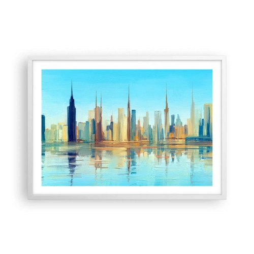 Poster in een witte lijst - Een zonnige metropool - 70x50 cm