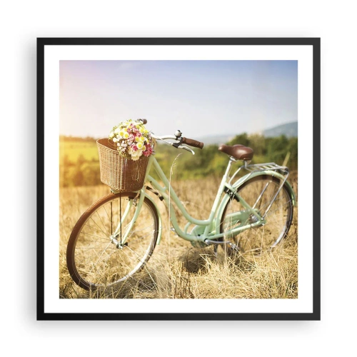 Poster in een zwarte lijst - Ik blijf hier nog even - 60x60 cm