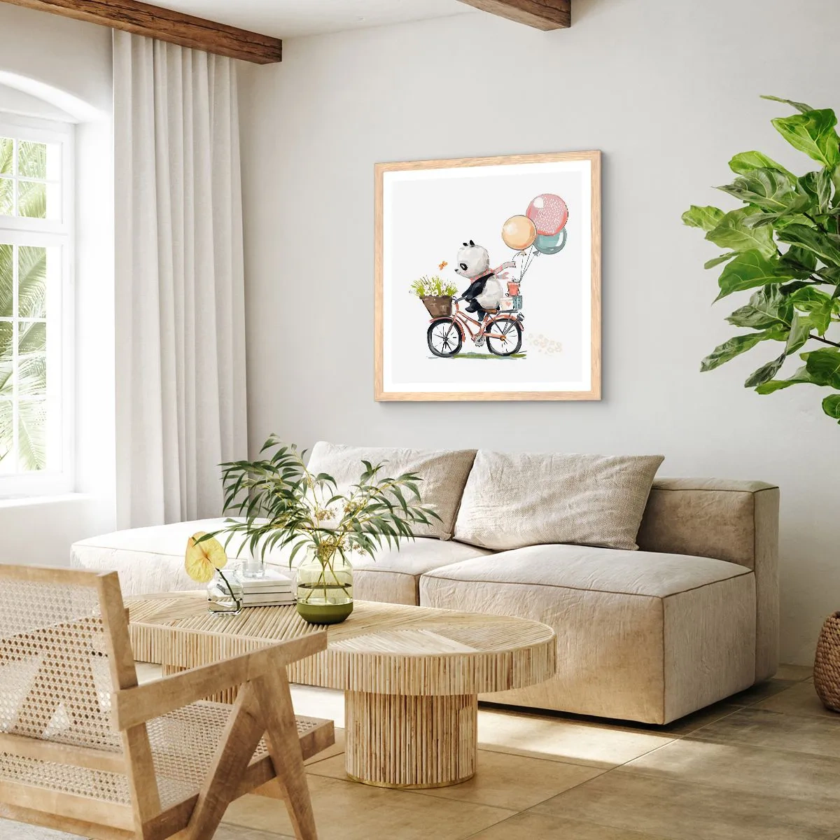 Een poster in een licht eiken lijst - Vrolijke dag - 40x40 cm