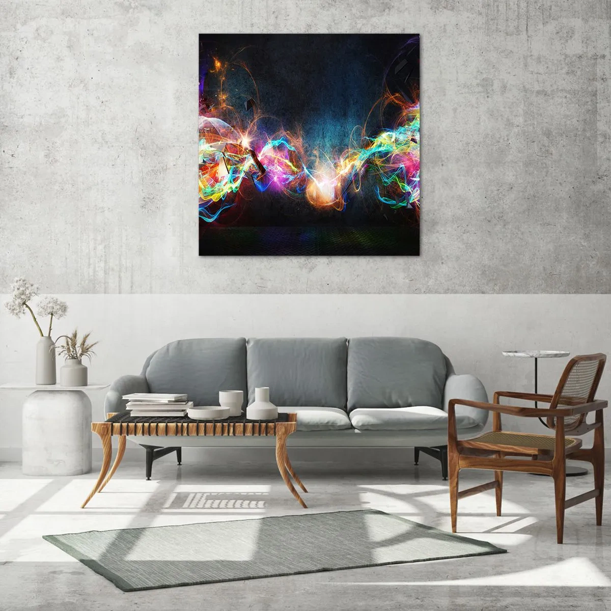 Schilderen op glas - Met vreugde tegen het donker - 70x70 cm